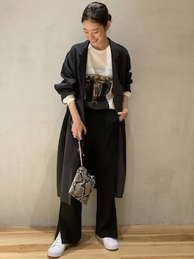 「コクーンコート」｜「アイテム（その他アウター）」を使った、Neneさん（レディース・164cm）の秋コーディネート
