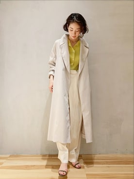 「アイテム（サンダル、グリーン系）」を使った、Neneさん（レディース・164cm）の春コーディネート