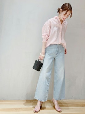 「アイテム（シャツ/ブラウス、ピンク系）」を使った、Neneさん（レディース・164cm）の夏コーディネート