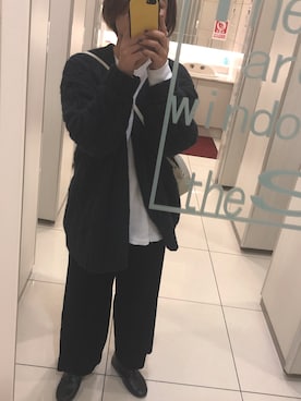 「カーディガンコーデ」｜「アイテム（その他アウター）」を使った、本間京佳さん（レディース・153cm）の冬コーディネート