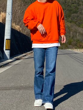 「メゾンマルジェラ」｜「アイテム（スウェット）」を使った、tanaka rintaさん（メンズ・168cm）の春コーディネート