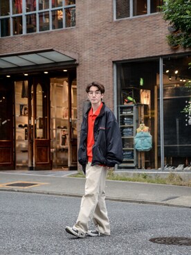 「UK」｜「アイテム（ブルゾン）」を使った、Haruki Tadaさん（メンズ・170cm）の秋コーディネート