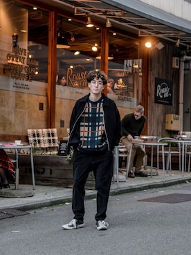 「MSGM（エムエスジーエム）のアイテム（ニット/セーター）」を使った、Haruki Tadaさん（メンズ・170cm）の秋コーディネート