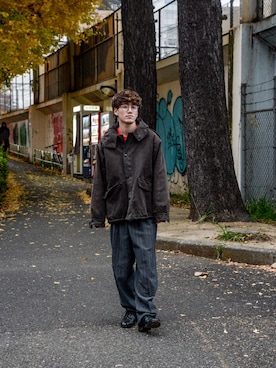 「A.P.C.（アーペーセー）のアイテム（ブルゾン）」を使った、Haruki Tadaさん（メンズ・170cm）の冬コーディネート