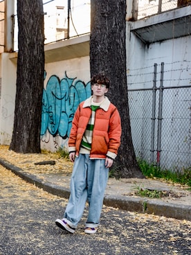 「no brand（ノーブランド）のアイテム（ダウンジャケット/コート）」を使った、Haruki Tadaさん（メンズ・170cm）の冬コーディネート