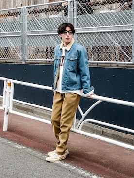 「soe（ソーイ）のアイテム（スウェット）」を使った、Haruki Tadaさん（メンズ・170cm）の春コーディネート