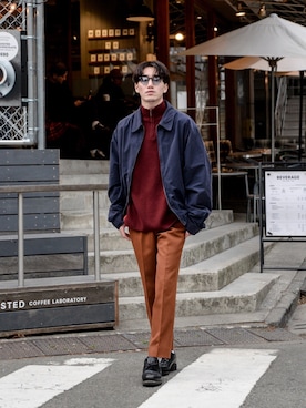「J.CREW（ジェイクルー）のアイテム（ブルゾン）」を使った、Haruki Tadaさん（メンズ・170cm）の春コーディネート