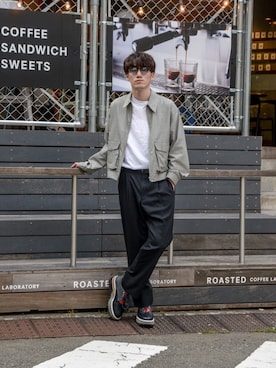 「NEONSIGN（ネオンサイン）のアイテム（ブルゾン）」を使った、Haruki Tadaさん（メンズ・170cm）の夏コーディネート