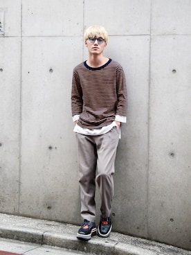 「Hender Scheme（エンダースキーマ）のアイテム（ブーツ）」を使った、Haruki Tadaさん（メンズ・170cm）の秋コーディネート