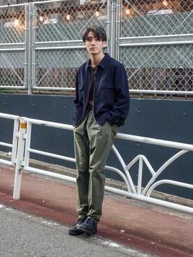 「DRIES VAN NOTEN（ドリスヴァンノッテン）のアイテム（スラックス）」を使った、Haruki Tadaさん（メンズ・170cm）の秋コーディネート