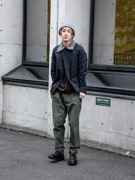 「DRIES VAN NOTEN（ドリスヴァンノッテン）のアイテム（スラックス）」を使った、Haruki Tadaさん（メンズ・170cm）の冬コーディネート