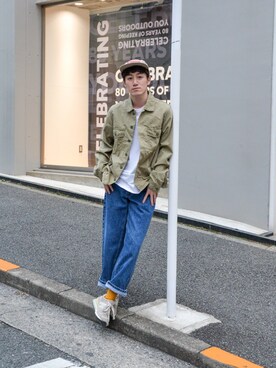 「GANRYU（ガンリュウ）のアイテム（ブルゾン）」を使った、Haruki Tadaさん（メンズ・170cm）の春コーディネート