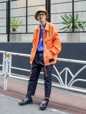 「no brand（ノーブランド）のアイテム（ナイロンジャケット）」を使った、Haruki Tadaさん（メンズ・170cm）の夏コーディネート