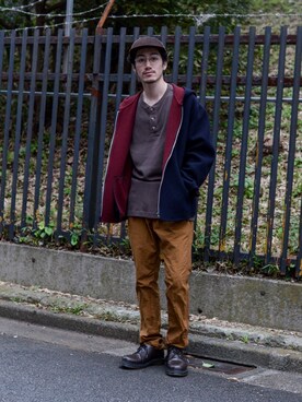 「ISSEY MIYAKE（イッセイミヤケ）のアイテム（ブルゾン）」を使った、Haruki Tadaさん（メンズ・170cm）の秋コーディネート