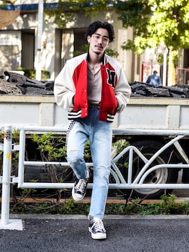 「NEONSIGN（ネオンサイン）のアイテム（ブルゾン）」を使った、Haruki Tadaさん（メンズ・170cm）の冬コーディネート