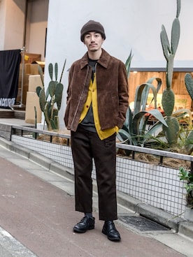 「ALLEGE（アレッジ）のアイテム（ジャケット/アウター）」を使った、Haruki Tadaさん（メンズ・170cm）の冬コーディネート