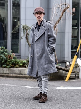 「LEH（レー）のアイテム（トレンチコート）」を使った、Haruki Tadaさん（メンズ・170cm）の春コーディネート