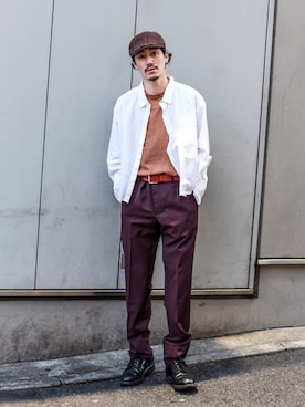 「PRADA（プラダ）のアイテム（スラックス）」を使った、Haruki Tadaさん（メンズ・170cm）の春コーディネート