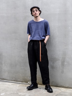 「blackmeans（ブラックミーンズ）のアイテム（トップス）」を使った、Haruki Tadaさん（メンズ・170cm）の夏コーディネート