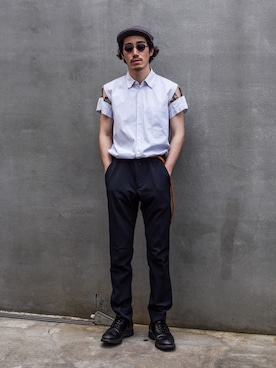 「PRADA（プラダ）のアイテム（スラックス）」を使った、Haruki Tadaさん（メンズ・170cm）の夏コーディネート