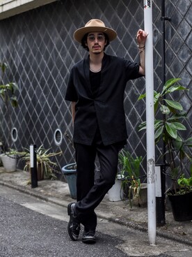 「PRADA（プラダ）のアイテム（スラックス）」を使った、Haruki Tadaさん（メンズ・170cm）の夏コーディネート