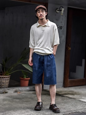 「TONSURE（トンシュアー）のアイテム」を使った、Haruki Tadaさん（メンズ・170cm）の夏コーディネート