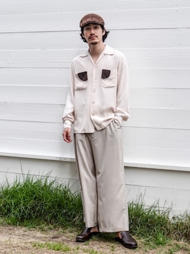 「bukht（ブフト）のアイテム（スラックス）」を使った、Haruki Tadaさん（メンズ・170cm）の夏コーディネート