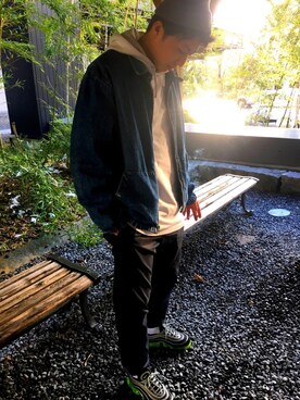 「KANGOL（カンゴール）のアイテム（ニットキャップ/ビーニー）」を使った、Tomさん（メンズ・172cm）の冬コーディネート