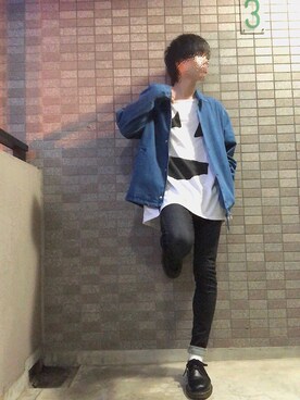 「リドム」｜「アイテム（デニムジャケット）」を使った、りキたさん（メンズ・170cm）の秋コーディネート