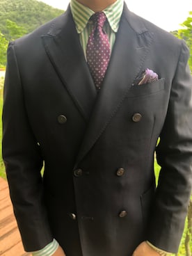 「TOMMY HILFIGER（トミーヒルフィガー）のアイテム（テーラードジャケット）」を使った、林建順さん（メンズ・171cm）の夏コーディネート