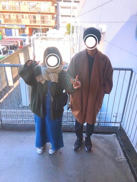 「コンバース ハイカット」｜「アイテム（オールインワン・サロペット）」を使った、おまつ☺︎さん（レディース・153cm）の冬コーディネート