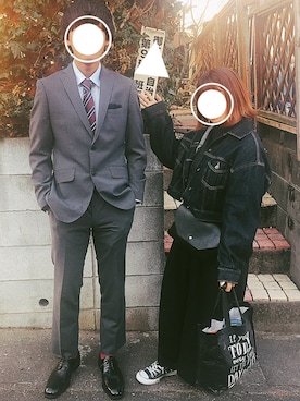 「MERLOT（メルロー）のアイテム（チノパンツ）」を使った、おまつ☺︎さん（レディース・153cm）の冬コーディネート