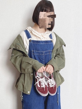 「NICE CLAUP（ナイスクラップ）のアイテム（マウンテンパーカー）」を使った、ぬこさん（レディース・153cm）の冬コーディネート