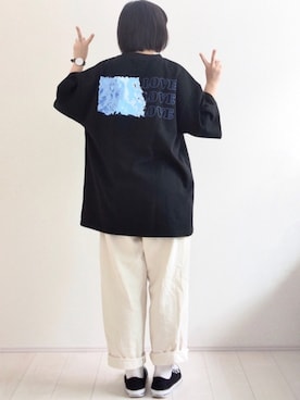 「G.O.C（ジーオーシー）のアイテム（Tシャツ/カットソー）」を使った、ぬこさん（レディース・153cm）の夏コーディネート
