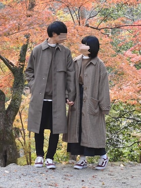 「ehka sopo（エヘカソポ）のアイテム（ステンカラーコート）」を使った、ぬこさん（レディース・153cm）の冬コーディネート