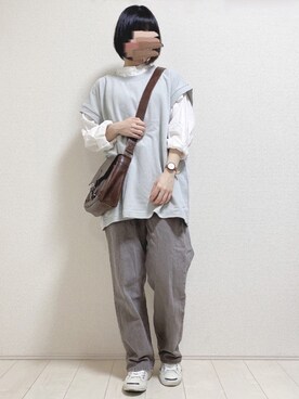 「ZIP FIVE（ジップファイブ）のアイテム（ベスト）」を使った、ぬこさん（レディース・153cm）の春コーディネート