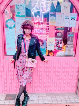 「NANO universe（ナノユニバース）のアイテム（ライダースジャケット）」を使った、いたみちゃんさん（レディース・166cm）の春コーディネート