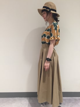 「adidas（アディダス）のadidas アディダス STAN SMITH スタンスミス M20325 R.WHITE/R.WHITE/NEW.NAVY(ホワイト×ネイビー）（スニーカー）」を使った、14+ コピス吉祥寺店 スタッフさん（レディース・152cm）の夏コーディネート