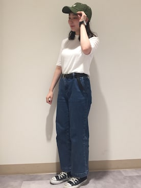「14+（イチヨンプラス）のアイテム（キャップ）」を使った、14+ コピス吉祥寺店 スタッフさん（レディース・152cm）の夏コーディネート