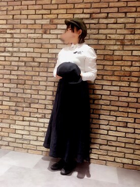 「14+（イチヨンプラス）のアイテム（キャスケット）」を使った、14+ コピス吉祥寺店 スタッフさん（レディース・160cm）の夏コーディネート