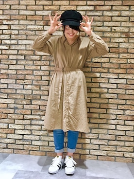 「14+（イチヨンプラス）のアイテム（キャスケット）」を使った、14+ コピス吉祥寺店 スタッフさん（レディース・163cm）の秋コーディネート