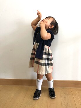 「アイテム（スカート）」を使った、🐘Umiii🐘さん（キッズ・90cm）の冬コーディネート
