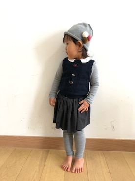 「アイテム（スカート）」を使った、🐘Umiii🐘さん（キッズ・90cm）の冬コーディネート