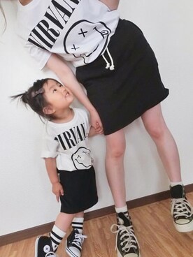 「Lee（リー）のアイテム（スカート）」を使った、yuzu.yukiさん（キッズ・90cm）の冬コーディネート
