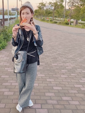 「RAY CASSIN（レイカズン）のアイテム（ライダースジャケット）」を使った、ecruさん（レディース・164cm）の秋コーディネート
