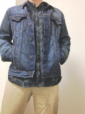 「Hanes」｜「アイテム（デニムジャケット）」を使った、りょうたさん（メンズ・178cm）の春コーディネート