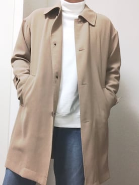 「アイテム（ステンカラーコート）」を使った、りょうたさん（メンズ・178cm）の春コーディネート