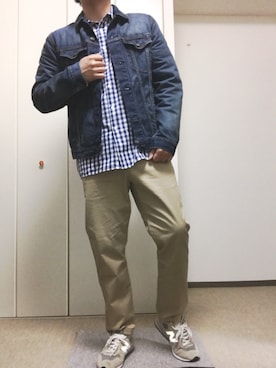「Hanes」｜「アイテム（デニムジャケット）」を使った、りょうたさん（メンズ・178cm）の春コーディネート
