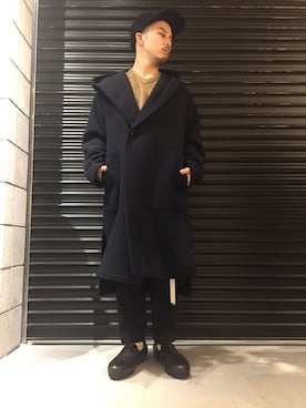 「フードコート」｜「アイテム（キャップ）」を使った、Morikawaさん（メンズ・160cm）の冬コーディネート