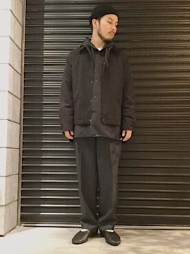 「HARE（ハレ）のアイテム（スリッポン）」を使った、Morikawaさん（メンズ・160cm）の春コーディネート